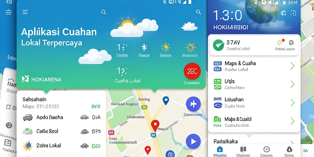 Antarmuka HOKIARENA menampilkan informasi cuaca lokal yang jelas dan informatif.