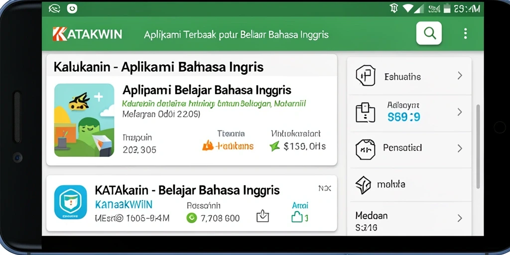 Antarmuka pengguna aplikasi KATAKWIN untuk Belajar Bahasa Inggris yang menarik.