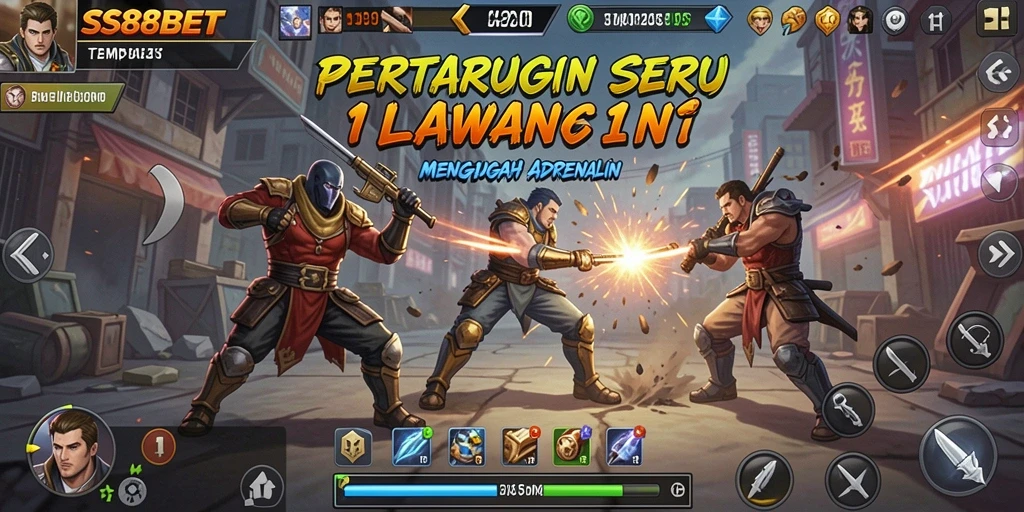 Antarmuka permainan SS88BET yang menampilkan pertarungan 1 Lawan 1.