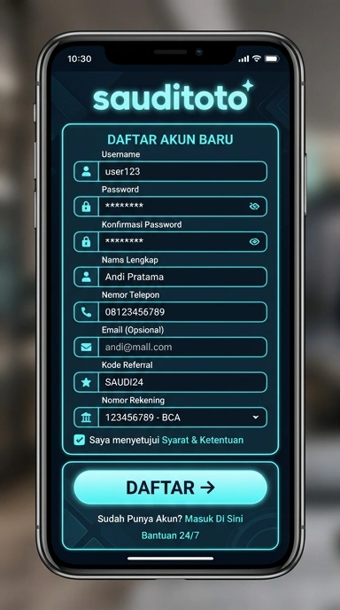 Tampilan halaman daftar sauditoto
